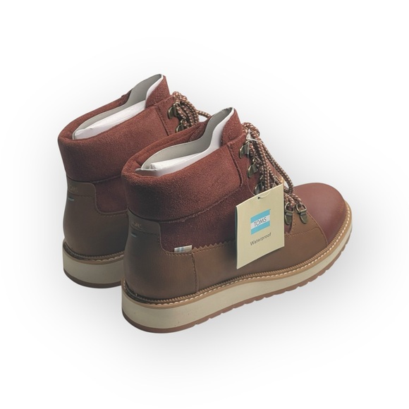 new Toms ☀︎︎ Mesa Waterproof Leather Bootie ☀︎︎ Hiking Boot ☀︎︎ Penny Brown ☀︎ - Picture 3 of 16